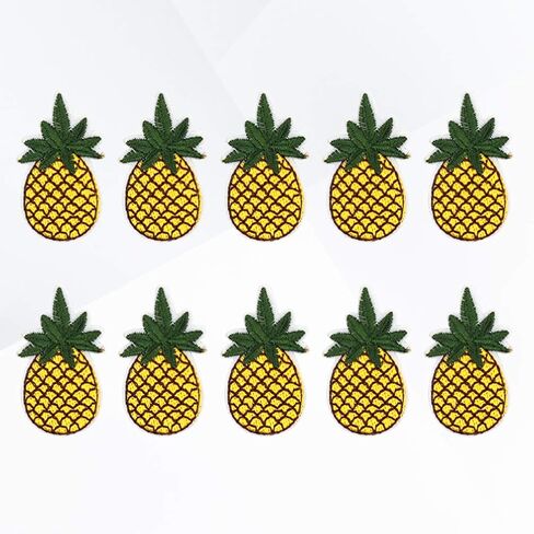 ديكور لامع من Healifty مصنوع من الحديد على الرقع المطرزة بالترتر والأناناس وسترات جينز وأكياس قماش تي شيرت وسترة وحقيبة قماش ملابس الكوع وديكور عيد الميلاد المخصص 10 قطع من ملصقات الأناناس in Kuwait