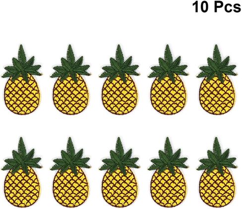 ديكور لامع من Healifty مصنوع من الحديد على الرقع المطرزة بالترتر والأناناس وسترات جينز وأكياس قماش تي شيرت وسترة وحقيبة قماش ملابس الكوع وديكور عيد الميلاد المخصص 10 قطع من ملصقات الأناناس in Kuwait