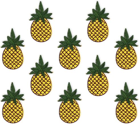 ديكور لامع من Healifty مصنوع من الحديد على الرقع المطرزة بالترتر والأناناس وسترات جينز وأكياس قماش تي شيرت وسترة وحقيبة قماش ملابس الكوع وديكور عيد الميلاد المخصص 10 قطع من ملصقات الأناناس in Kuwait