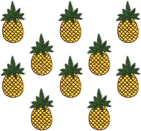 ديكور لامع من Healifty مصنوع من الحديد على الرقع المطرزة بالترتر والأناناس وسترات جينز وأكياس قماش تي شيرت وسترة وحقيبة قماش ملابس الكوع وديكور عيد الميلاد المخصص 10 قطع من ملصقات الأناناس in Kuwait