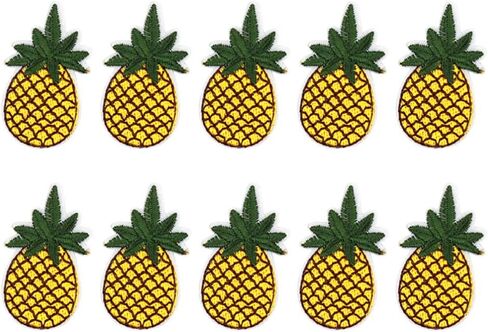 ديكور لامع من Healifty مصنوع من الحديد على الرقع المطرزة بالترتر والأناناس وسترات جينز وأكياس قماش تي شيرت وسترة وحقيبة قماش ملابس الكوع وديكور عيد الميلاد المخصص 10 قطع من ملصقات الأناناس in Kuwait