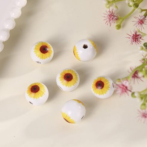 150 قطعة خرز خشبي عباد الشمس، 16 مم متعدد الألوان، خرز خشبي للمزرعة، خرز حرفي ملون طبيعي، خرز فاصل فضفاض مستدير DIY، قلادة جارلاند، سوار، صناعة المجوهرات والديكور المنزلي in Saudi Arabia