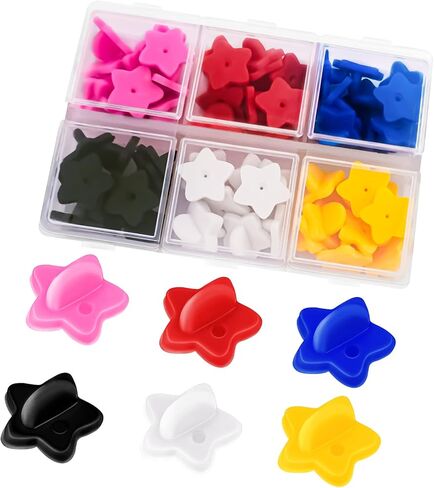 DUFEIMOY 60Pcs Star Rubber Pin Backs Locking, Locking Pin Backs with Storage Case, Pin Backs Pin Keepers for Brooch Tie Hat Badge Insignia, Multicolor Star-Shaped Pin Locks in Kuwait