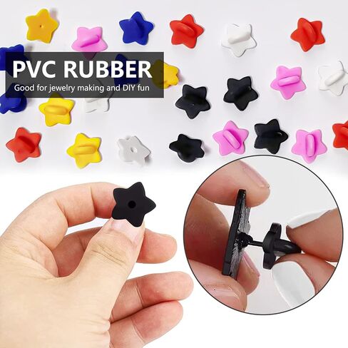 DUFEIMOY 60Pcs Star Rubber Pin Backs Locking, Locking Pin Backs with Storage Case, Pin Backs Pin Keepers for Brooch Tie Hat Badge Insignia, Multicolor Star-Shaped Pin Locks in Kuwait