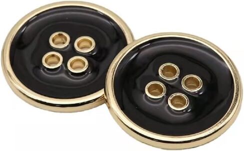 12PCS Four-Eye Metal Button Suit Buttons Crafts Button Decorative Buttons for Sewing DIY (20mm, Black Silver) in Kuwait