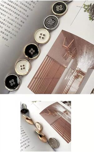 12PCS Four-Eye Metal Button Suit Buttons Crafts Button Decorative Buttons for Sewing DIY (20mm, Black Silver) in Kuwait
