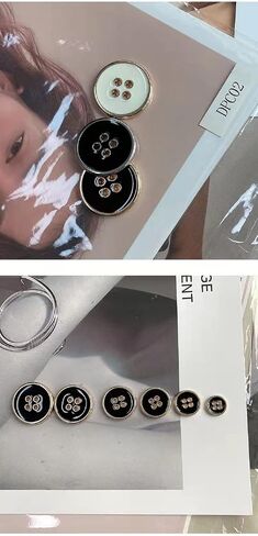 12PCS Four-Eye Metal Button Suit Buttons Crafts Button Decorative Buttons for Sewing DIY (20mm, Black Silver) in Kuwait