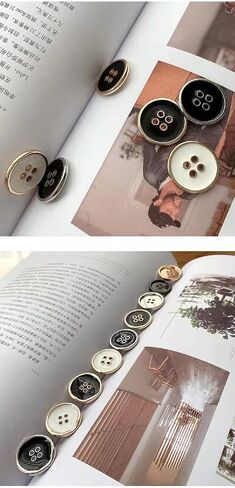 12PCS Four-Eye Metal Button Suit Buttons Crafts Button Decorative Buttons for Sewing DIY (20mm, Black Silver) in Kuwait