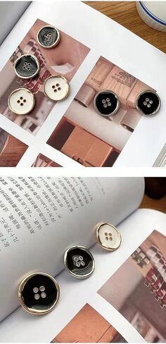 12PCS Four-Eye Metal Button Suit Buttons Crafts Button Decorative Buttons for Sewing DIY (20mm, Black Silver) in Kuwait