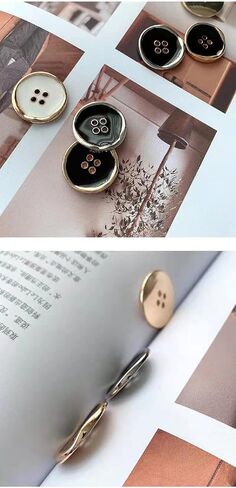12PCS Four-Eye Metal Button Suit Buttons Crafts Button Decorative Buttons for Sewing DIY (20mm, Black Silver) in Kuwait