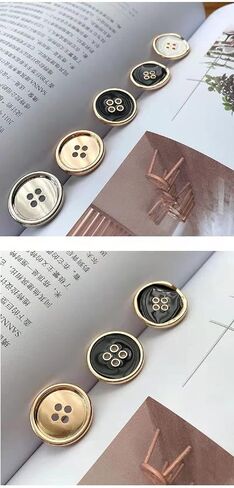 12PCS Four-Eye Metal Button Suit Buttons Crafts Button Decorative Buttons for Sewing DIY (20mm, Black Silver) in Kuwait