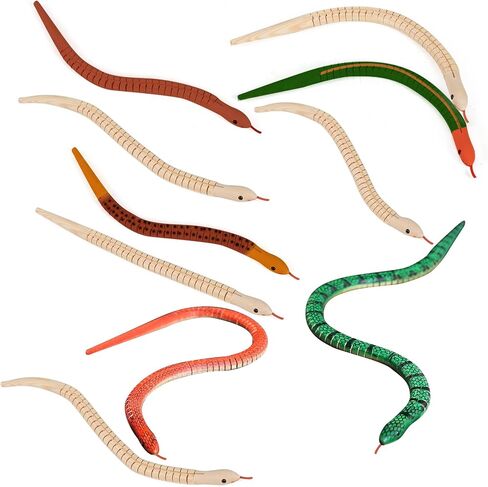 Hagao Wooden Snakes Unfinished Wooden Wiggly Snake Jointed Flexible to Paint Blank Model Crafts for Arts and Crafts, Themed Birthday Party Supplies 10 pcs in Saudi Arabia