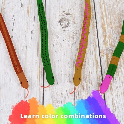 Hagao Wooden Snakes Unfinished Wooden Wiggly Snake Jointed Flexible to Paint Blank Model Crafts for Arts and Crafts, Themed Birthday Party Supplies 10 pcs in Saudi Arabia
