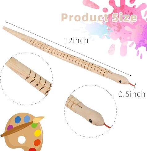 Hagao Wooden Snakes Unfinished Wooden Wiggly Snake Jointed Flexible to Paint Blank Model Crafts for Arts and Crafts, Themed Birthday Party Supplies 10 pcs in Saudi Arabia
