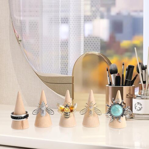 IMIKEYA 20Pcs Natural Wood Cone Unfinished Christmas Tree Ring Holders Unpainted Cone Wood Jewelry Display DIY Craft Wooden Cone for DIY Projects Kids Arts Crafts Toy in Kuwait