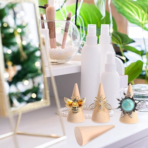 IMIKEYA 20Pcs Natural Wood Cone Unfinished Christmas Tree Ring Holders Unpainted Cone Wood Jewelry Display DIY Craft Wooden Cone for DIY Projects Kids Arts Crafts Toy in Kuwait