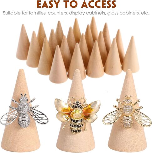 IMIKEYA 20Pcs Natural Wood Cone Unfinished Christmas Tree Ring Holders Unpainted Cone Wood Jewelry Display DIY Craft Wooden Cone for DIY Projects Kids Arts Crafts Toy in Kuwait