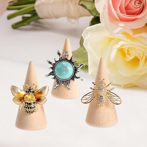 IMIKEYA 20Pcs Natural Wood Cone Unfinished Christmas Tree Ring Holders Unpainted Cone Wood Jewelry Display DIY Craft Wooden Cone for DIY Projects Kids Arts Crafts Toy in Kuwait