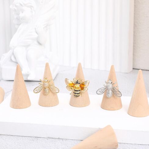IMIKEYA 20Pcs Natural Wood Cone Unfinished Christmas Tree Ring Holders Unpainted Cone Wood Jewelry Display DIY Craft Wooden Cone for DIY Projects Kids Arts Crafts Toy in Kuwait