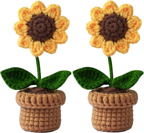 طقم كروشيه للمبتدئين، قطعتان من نباتات عباد الشمس، مجموعة كروشيه كاملة للبالغين والأطفال مع فيديو تعليمي خطوة بخطوة، غزل، خطاف وإكسسوارات in Kuwait