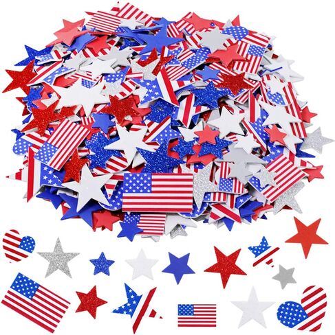 502 قطعة 4 أحجام متنوعة ملصقات وطنية نجوم متنوعة ملصقات نجم العلم الأمريكي القلب ستار فوم ملصقات في أحمر أزرق فضي أبيض رمادي ذاتي لاصق 2.5 سم 1.5 بوصة 2.5 بوصة لـ 4 يوليو ديكور الحرف in Kuwait