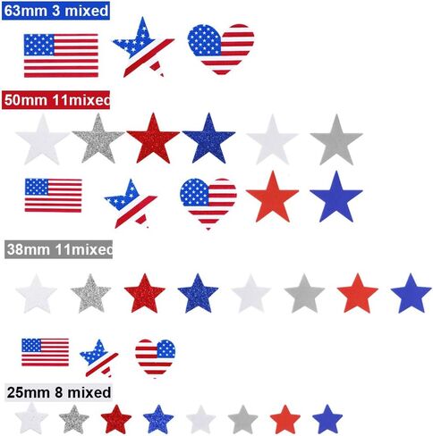 502 قطعة 4 أحجام متنوعة ملصقات وطنية نجوم متنوعة ملصقات نجم العلم الأمريكي القلب ستار فوم ملصقات في أحمر أزرق فضي أبيض رمادي ذاتي لاصق 2.5 سم 1.5 بوصة 2.5 بوصة لـ 4 يوليو ديكور الحرف in Kuwait