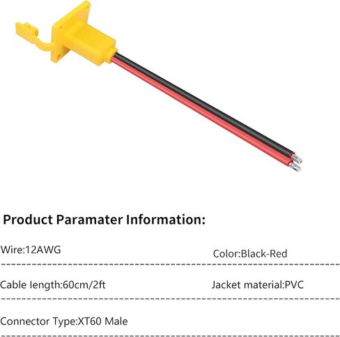 RIIEYOCA XT60 Adapter with Mount Panel Cable 12AWG XT60 Male Plug with Mount Panel to Bare Wire Power Cable for RC Lipo Battery Solar Panel E-Bike Skyzone FPV Monitor Power Supply (1M) in Kuwait