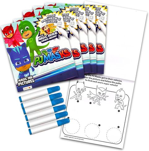 PJ Masks Imagine Ink Coloring Book Set for Boys, Girls - 6 Pack Mini No Mess Coloring Books with Temporary Tattoos, More | PJ Masks Party Favors Bundle in Saudi Arabia