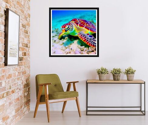 Rovepic 5D Diamond Painting Kits Turtles Animals Round Full Drill, DIY Paint with Diamonds Art Marine Life Crystal Rhinestone Cross Stitch for Home Office Wall Crafts Decorations 12×16 Inch in Kuwait
