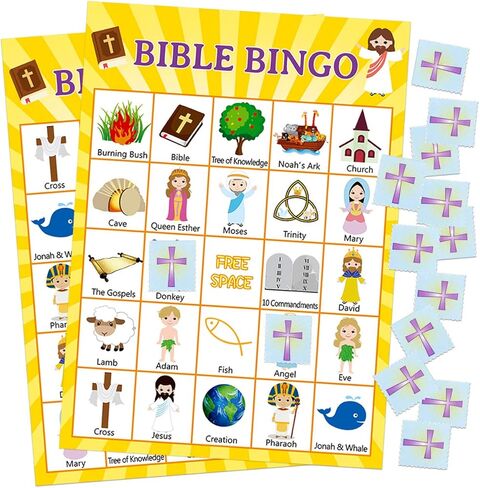 Fancy Land Bible Bingo Game for Vacation Bible School 24 Players for Kids Christian Sunday Church in Saudi Arabia
