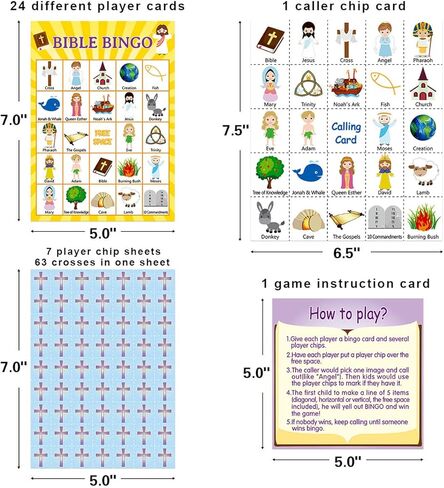 Fancy Land Bible Bingo Game for Vacation Bible School 24 Players for Kids Christian Sunday Church in Saudi Arabia