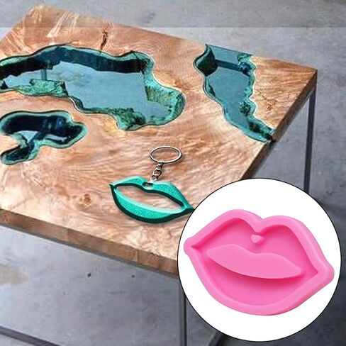 OHAOLYLE 3 Pcs Lips Silicone Mold Mouth Shape Epoxy Resin Molds with Hole for Keychain Pendant Decoration DIY Art Craft Cake Baking Mould Multifunction DIY Making Tools in Kuwait