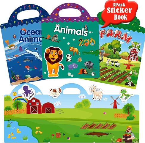 كتب ملصقات قابلة لإعادة الاستخدام للأطفال من عمر 2 إلى 4 سنوات، ملصقات كتب أنشطة المزرعة والمحيطات والحيوانات، ملصقات مقاومة للماء للمراهقات والبنات والأولاد ألعاب تعليمية تعليمية لمرحلة ما قبل المدرسة in Kuwait
