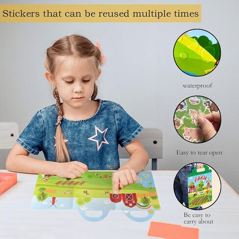 كتب ملصقات قابلة لإعادة الاستخدام للأطفال من عمر 2 إلى 4 سنوات، ملصقات كتب أنشطة المزرعة والمحيطات والحيوانات، ملصقات مقاومة للماء للمراهقات والبنات والأولاد ألعاب تعليمية تعليمية لمرحلة ما قبل المدرسة in Kuwait