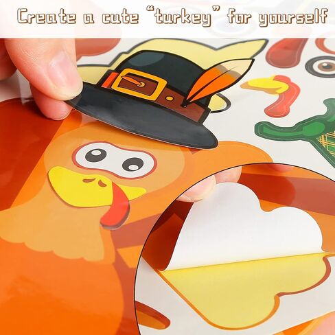 24 قطعة من ملصقات الديك الرومي DIY من LOVESTOWN، ملصقات Make-A-Turkey لعيد الشكر والحرف اليدوية للأطفال، مستلزمات ألعاب عيد الشكر لديكور نافذة الحفلات بموضوع الخريف in Saudi Arabia