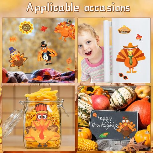 24 قطعة من ملصقات الديك الرومي DIY من LOVESTOWN، ملصقات Make-A-Turkey لعيد الشكر والحرف اليدوية للأطفال، مستلزمات ألعاب عيد الشكر لديكور نافذة الحفلات بموضوع الخريف in Saudi Arabia