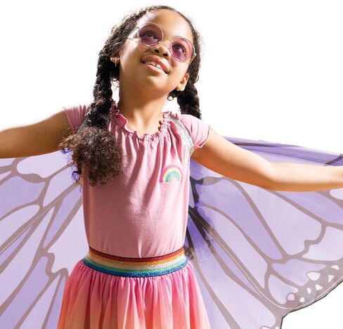 HearthSong Colorful Polyester Butterfly Wings Costume for Kids' Dress Up Imaginative Play, Orange in Kuwait
