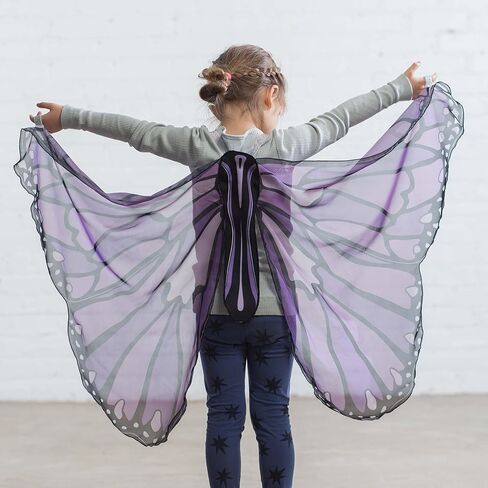 HearthSong Colorful Polyester Butterfly Wings Costume for Kids' Dress Up Imaginative Play, Orange in Kuwait