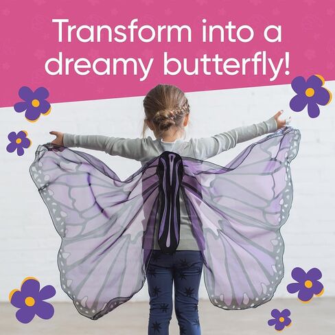 HearthSong Colorful Polyester Butterfly Wings Costume for Kids' Dress Up Imaginative Play, Orange in Kuwait