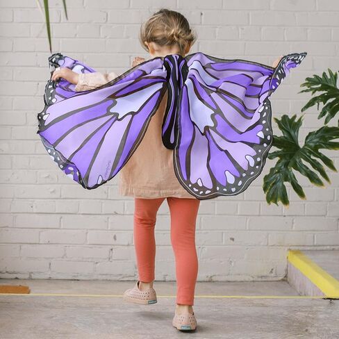 HearthSong Colorful Polyester Butterfly Wings Costume for Kids' Dress Up Imaginative Play, Orange in Kuwait