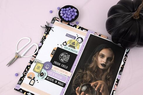 DCWV Halloween Cardstock 12x12 Happy Haunts، ورق زخرفي للفنون والحرف اليدوية لوازم بطاقات الهالوين ورق الهالوين المزخرف ومخزون البطاقات ووسادة بطاقات الهالوين وبريق البطاقات in Kuwait