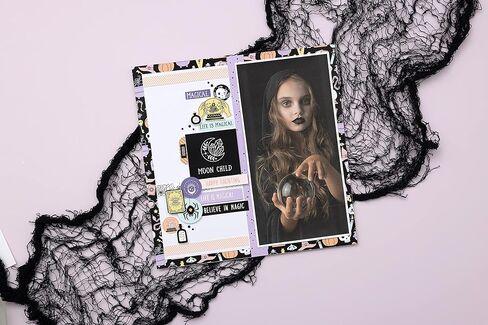 DCWV Halloween Cardstock 12x12 Happy Haunts، ورق زخرفي للفنون والحرف اليدوية لوازم بطاقات الهالوين ورق الهالوين المزخرف ومخزون البطاقات ووسادة بطاقات الهالوين وبريق البطاقات in Kuwait