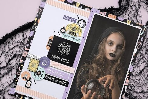 DCWV Halloween Cardstock 12x12 Happy Haunts، ورق زخرفي للفنون والحرف اليدوية لوازم بطاقات الهالوين ورق الهالوين المزخرف ومخزون البطاقات ووسادة بطاقات الهالوين وبريق البطاقات in Kuwait