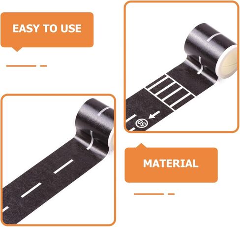 توي اند اونا 4 لفات شريط اسود، لعبة شريط مسار الطريق للسيارة، شريط واشي للمرور ذاتية الصنع وملصقات لافتات المرور للاطفال لتزيين سيارات السباق وهدايا الحفلات in Kuwait