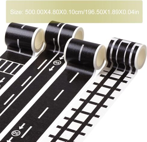 توي اند اونا 4 لفات شريط اسود، لعبة شريط مسار الطريق للسيارة، شريط واشي للمرور ذاتية الصنع وملصقات لافتات المرور للاطفال لتزيين سيارات السباق وهدايا الحفلات in Kuwait