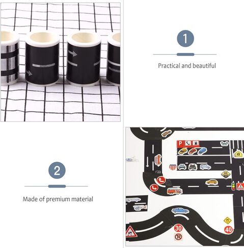 توي اند اونا 4 لفات شريط اسود، لعبة شريط مسار الطريق للسيارة، شريط واشي للمرور ذاتية الصنع وملصقات لافتات المرور للاطفال لتزيين سيارات السباق وهدايا الحفلات in Kuwait