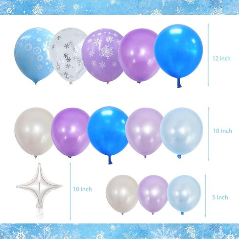 166 قطعة من لوازم حفلات أعياد الميلاد الثلجية، ديكورات حفلات بطابع ندفة الثلج الشتوية للفتيات الصغيرات - خلفية، كعكة، وأغطية كب كيك، بالونات، أغلفة كب كيك، ندفة الثلج، ستارة مهدبة، مفرش طاولة in Kuwait