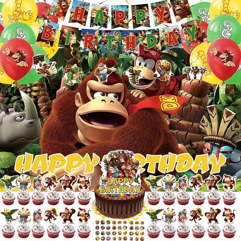 61 قطعة من ديكورات حفلات أعياد الميلاد على شكل حمار كانتري، تتضمن لافتة عيد ميلاد، وغطاء للكيك، وغطاء للكب كيك، ودوامة معلقة، وبالون لاتكس، وملصق، وخلفية in Kuwait