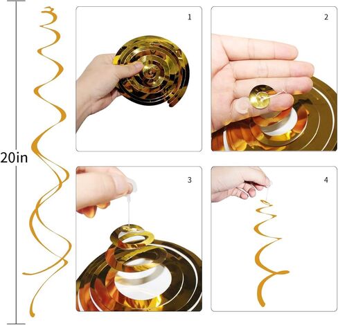 زينة حفلات أعياد الميلاد الممتازة، لوازم حفلات KIMHY مع أكواب مروحة ورقية ذهبية، سوداء، دوامات معلقة ذهبية لحفلات أعياد الميلاد، وحفلات التخرج in Kuwait