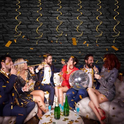 زينة حفلات أعياد الميلاد الممتازة، لوازم حفلات KIMHY مع أكواب مروحة ورقية ذهبية، سوداء، دوامات معلقة ذهبية لحفلات أعياد الميلاد، وحفلات التخرج in Kuwait